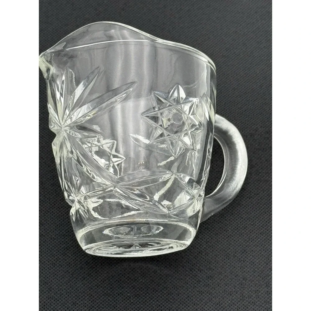 VTG Anchor Hocking Prescut Clear Glass Star of David Creamer 4.6